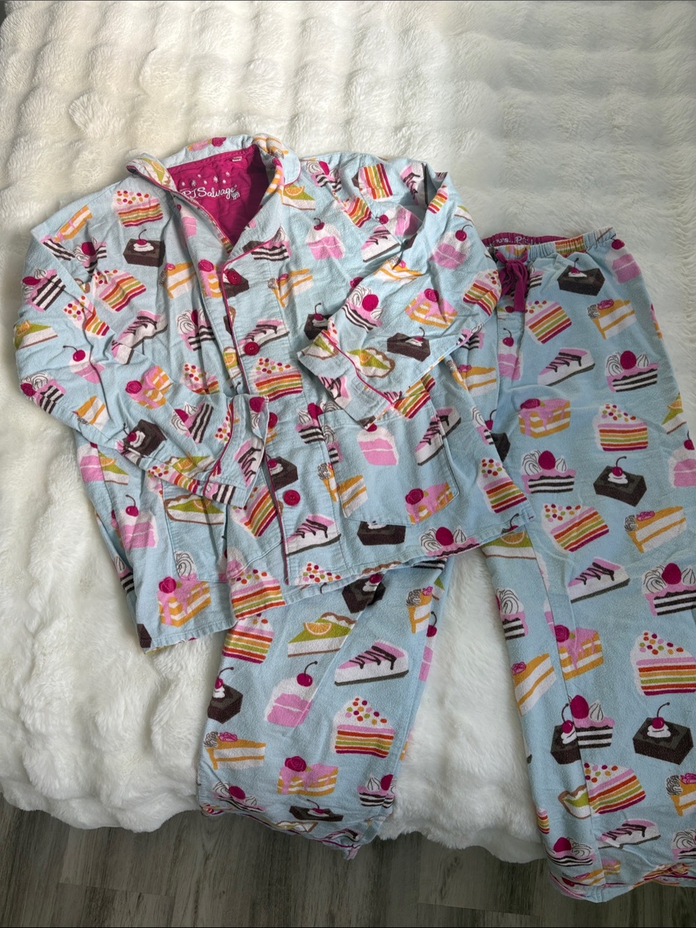 Girls' Light Blue Dessert Print Pajama Set by